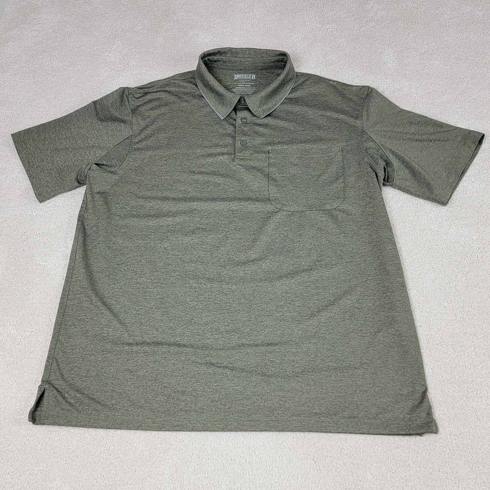 Duluth Trading Co Polo Shirt Mens L Green Moisture Wicking Performance Pocket - Picture 3 of 12